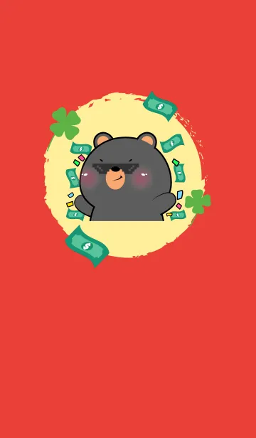 [LINE着せ替え] Simple Black Bear Lucky Theme (JP)の画像1