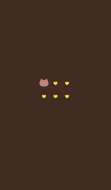 [LINE着せ替え] ねことハート(brown&yellow)の画像1