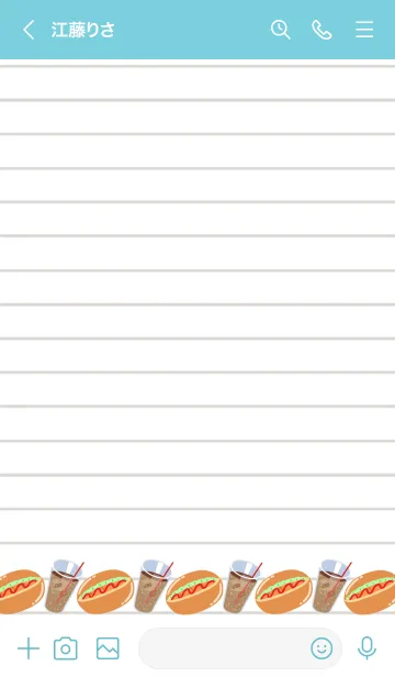 [LINE着せ替え] ホットドッグのノート/ターコイズブルーの画像3