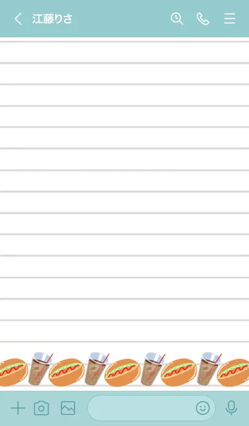 [LINE着せ替え] ホットドッグのノート/ミントグリーンの画像3