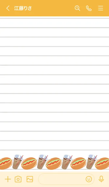[LINE着せ替え] ホットドッグとコーラのノート/オレンジの画像3