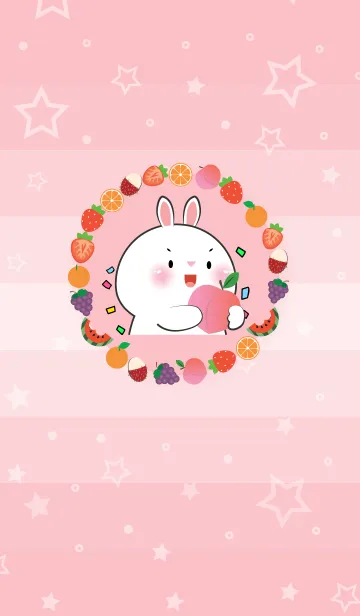 [LINE着せ替え] Simple White Rabbit Love Fruit Theme(JP)の画像1