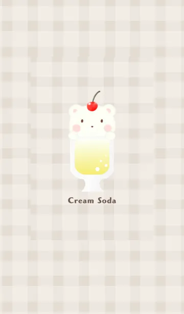 [LINE着せ替え] クリームソーダ -くま- レモン チェックの画像1