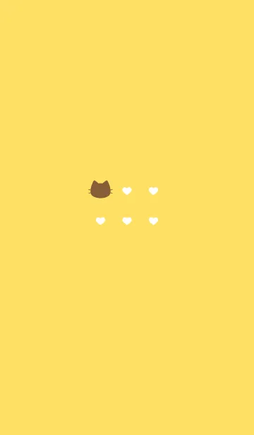 [LINE着せ替え] ねことハート(yellow&brown)の画像1