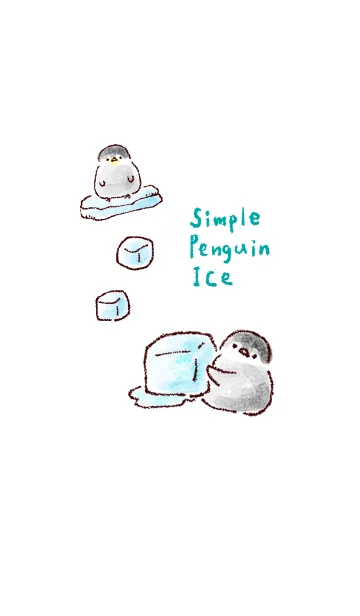 [LINE着せ替え] シンプル ペンギン 氷 ホワイト ブルーの画像1