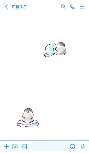 [LINE着せ替え] シンプル ペンギン 氷 ホワイト ブルーの画像3