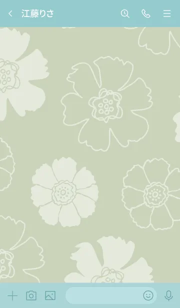 [LINE着せ替え] 2種の白い花グリーン2の画像3