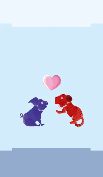 [LINE着せ替え] ekst blue（pig）love red（tiger）の画像1