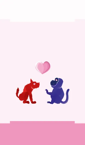 [LINE着せ替え] ekst Red（Dog）Love Blue（Monkey）の画像1