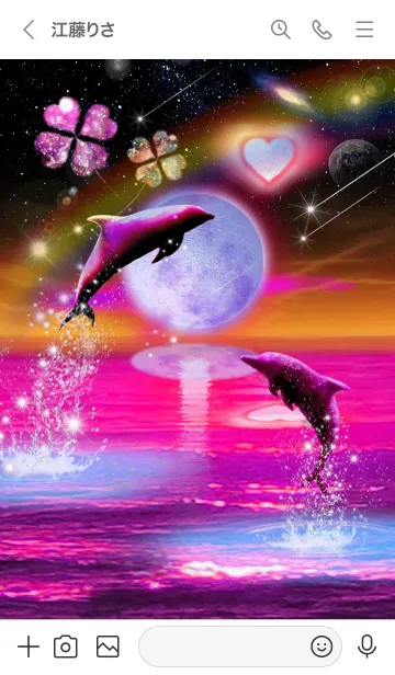 [LINE着せ替え] 恋愛運イルカと月♥Space Lucky Dolphin♥の画像3