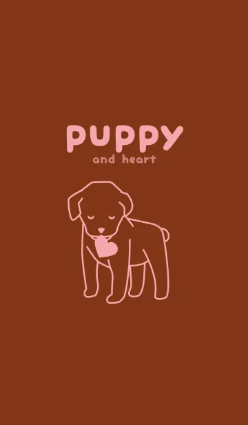 [LINE着せ替え] 子犬とハート Burn Siennaの画像1