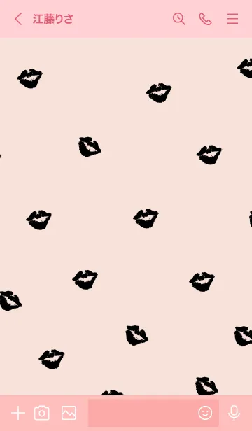 [LINE着せ替え] 黒キスマーク ピンク3の画像3