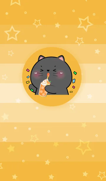 [LINE着せ替え] Simple Black Cat Love Orange Theme (JP)の画像1