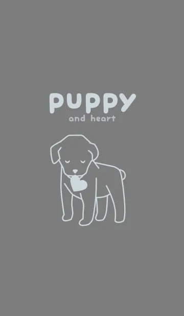 [LINE着せ替え] 子犬とハート Mouse grayの画像1