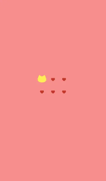 [LINE着せ替え] ねことハート(pastel red&yellow)の画像1