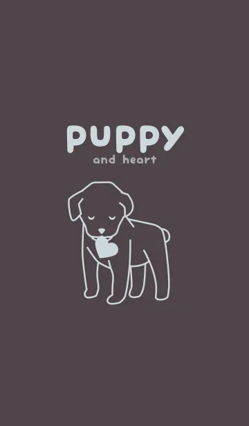 [LINE着せ替え] 子犬とハート Charcoal grayの画像1