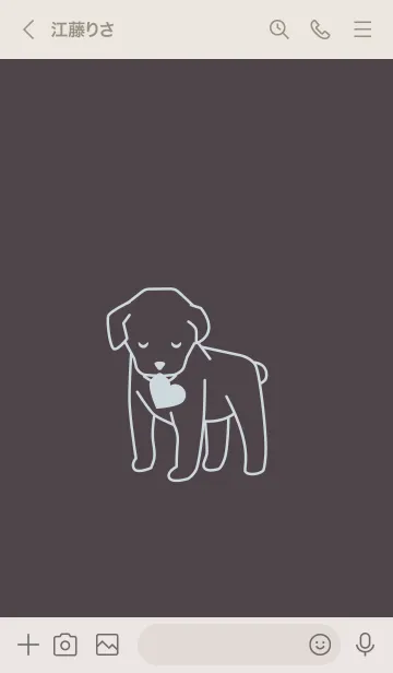 [LINE着せ替え] 子犬とハート Charcoal grayの画像3