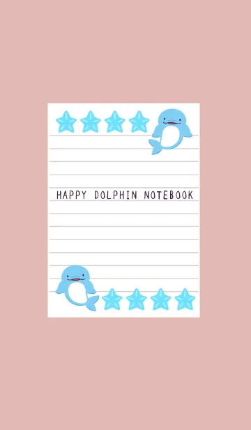 [LINE着せ替え] 幸せイルカのノート/くすみピンクの画像1