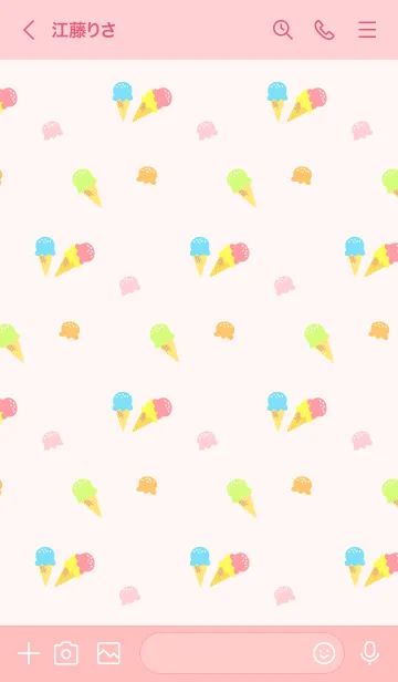 [LINE着せ替え] アイスクリームの着せかえ ピンク背景の画像3