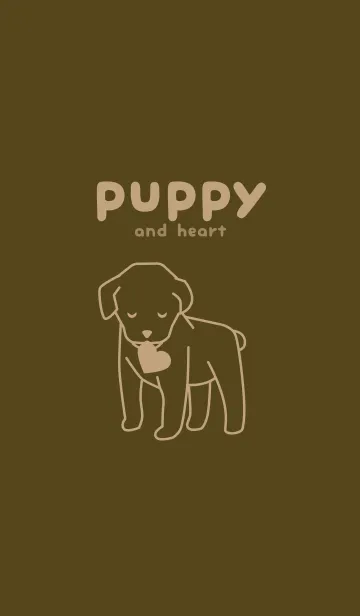 [LINE着せ替え] 子犬とハート Gun metalの画像1