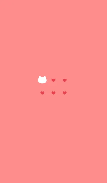 ねことハート(red&white)の着せ替えメイン画像