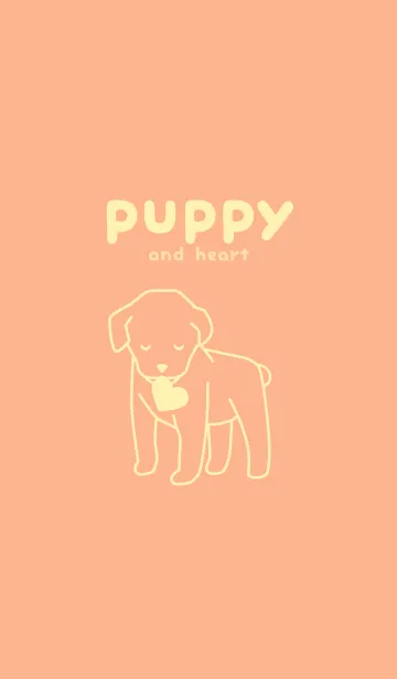 [LINE着せ替え] 子犬とハート Pale apricotの画像1