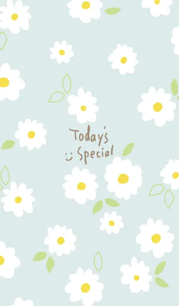 [LINE着せ替え] 白いお花と葉っぱ。25の画像1