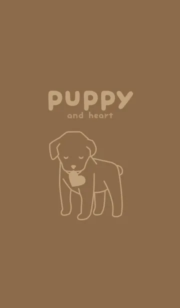 [LINE着せ替え] 子犬とハート Brick redの画像1