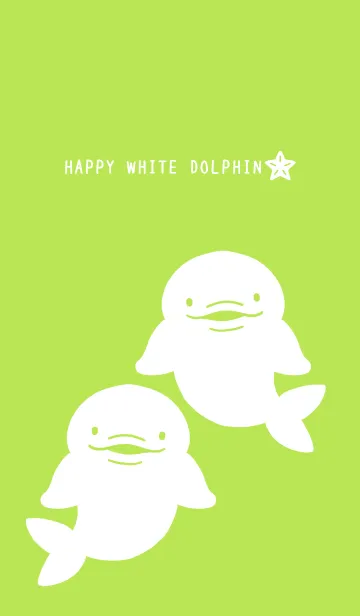 [LINE着せ替え] 幸せのシロイルカ/イエローグリーンの画像1