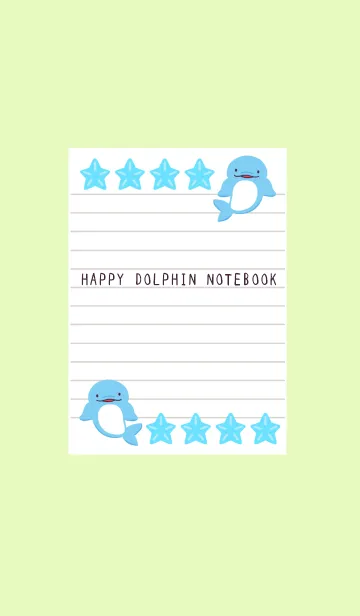 [LINE着せ替え] 幸せイルカのノート/イエローグリーンの画像1