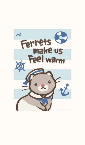 [LINE着せ替え] ほっこりフェレット 夏のおでかけの画像1