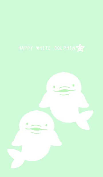 [LINE着せ替え] 幸せのシロイルカ/ライトミントグリーンの画像1