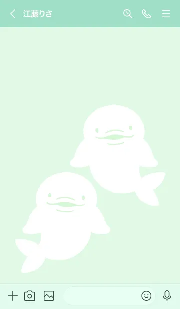 [LINE着せ替え] 幸せのシロイルカ/ライトミントグリーンの画像3