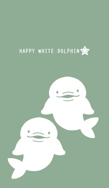 [LINE着せ替え] 幸せのシロイルカ/くすみグリーンの画像1