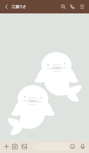 [LINE着せ替え] 幸せのシロイルカ/くすみグリーンの画像3
