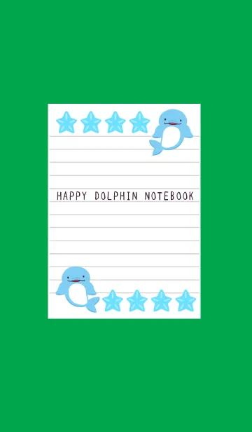 [LINE着せ替え] 幸せイルカのノート/グリーンの画像1