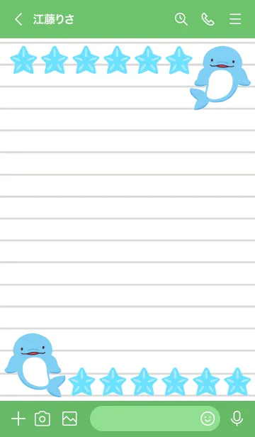 [LINE着せ替え] 幸せイルカのノート/グリーンの画像3