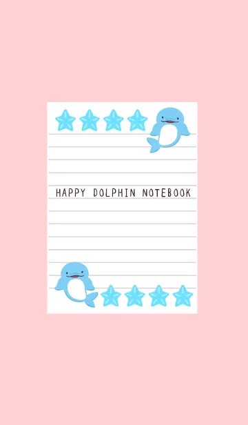 [LINE着せ替え] 幸せイルカのノート/ピンクの画像1