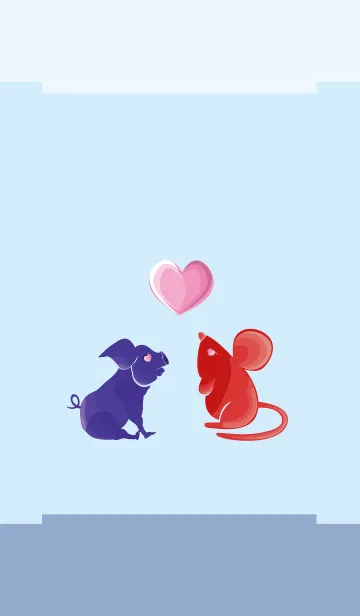 [LINE着せ替え] ekst Blue（Pig）Love Red（Rat）の画像1