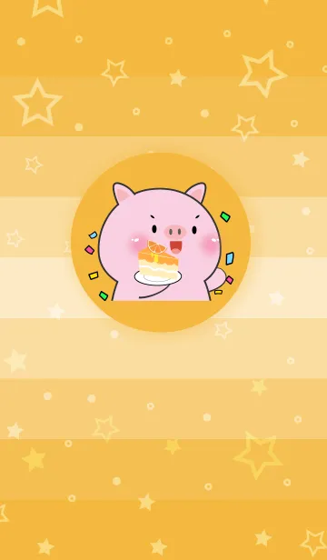 [LINE着せ替え] Simple Pig Pig Love Orange Theme (JP)の画像1