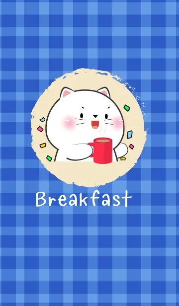 [LINE着せ替え] Simple Breakfast White Cat Theme (JP)の画像1