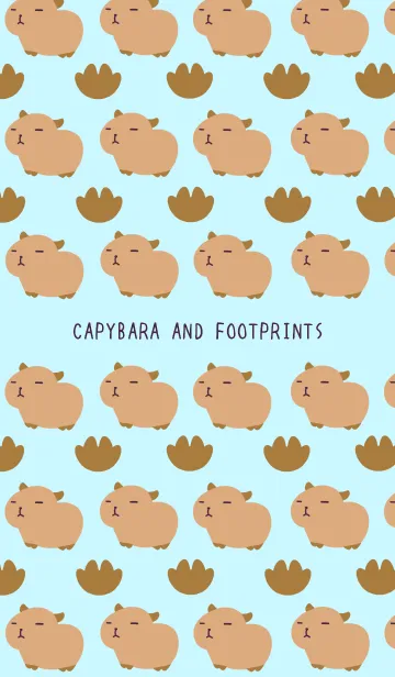 [LINE着せ替え] カピバラと足跡の着せ替え/ライトブルーの画像1