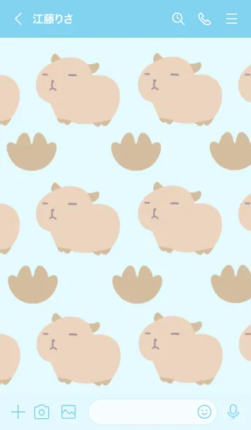 [LINE着せ替え] カピバラと足跡の着せ替え/ライトブルーの画像3