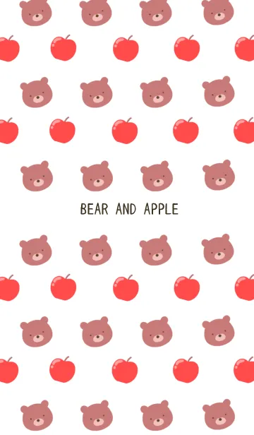 [LINE着せ替え] くまとりんごの着せかえ/ホワイトの画像1