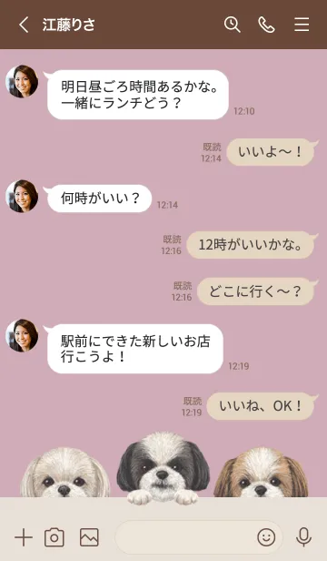 [LINE着せ替え] ワンワン- シーズー -ダスティローズピンクの画像4