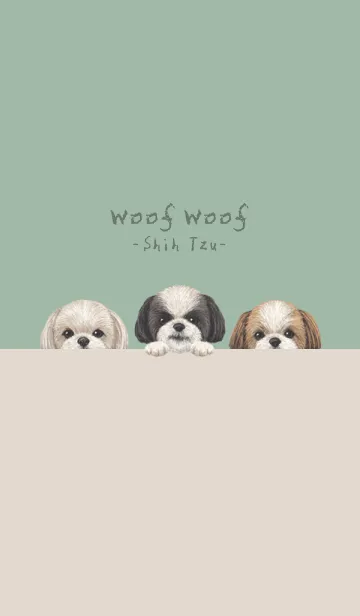 [LINE着せ替え] ワンワン - シーズー - ダスティグリーンの画像1