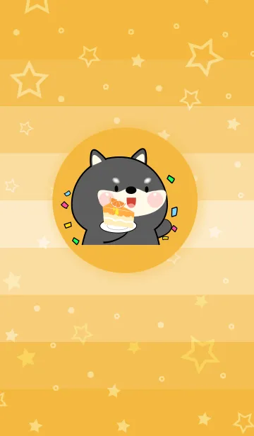 [LINE着せ替え] Simple Black Shiba Inu Love Orange (JP)の画像1
