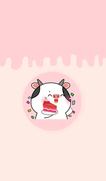 [LINE着せ替え] Simple Cow Love Sweet Theme (JP)の画像1