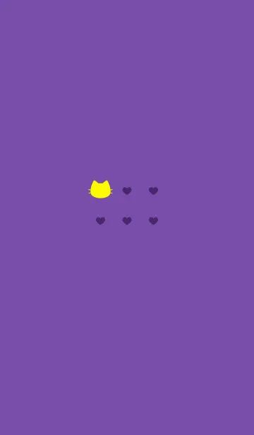 [LINE着せ替え] ねことハート(purple&yellow)の画像1