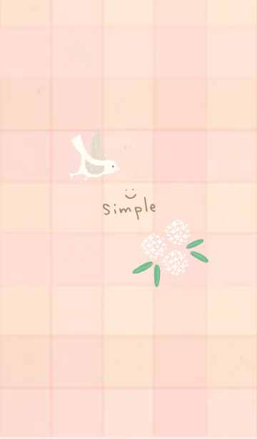 チェック柄 鳥と花7の着せ替えメイン画像